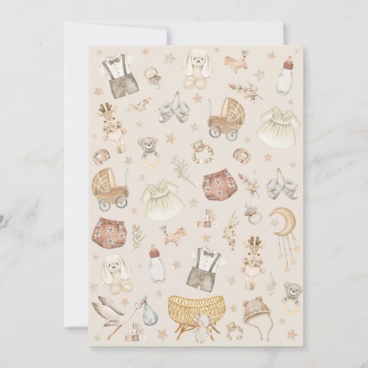 Invitation Garçon ou fille | Muted Boho Baby shower de révéla (Dos)