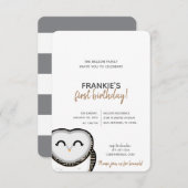 Invitation garçon ou fille N'IMPORTE QUEL ÂGE boisé OWL BIRTH (Devant / Derrière)