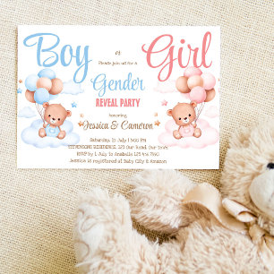 Invitation Garçon ou fille ours en peluche sexe révéler invit