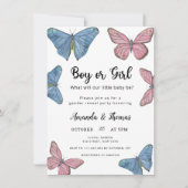 Invitation Garçon ou fille ! Papillons - Révélation de genre (Devant)