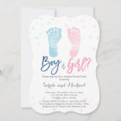 Invitation Garçon ou fille pieds bébé Révélation de genre (Devant)