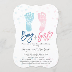Invitation Garçon ou fille pieds bébé Révélation de genre
