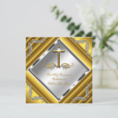 Invitation Garçon ou Fille Première Communion Sainte Argent O (Debout devant)