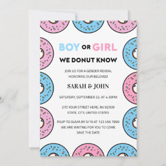 Invitation Garçon ou fille que nous donnons connaître la révé