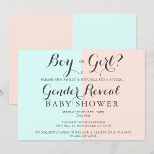Invitation Garçon ou fille rose bleu baby shower sexe révéler