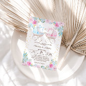 Invitation Garçon ou fille rose bleu floral Révélation de gen