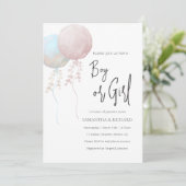 Invitation Garçon ou fille rose et bleu ballon Révélation de (Debout devant)