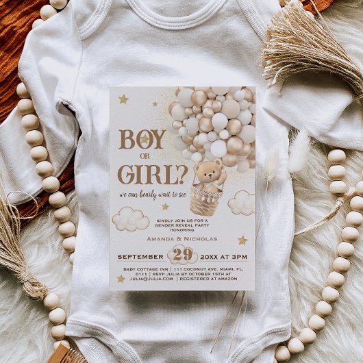 Invitation Garçon ou fille Sexe Révéler Teddy Ours