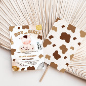 Invitation Garçon ou fille Sexe Révéler Vache Boho Rustique