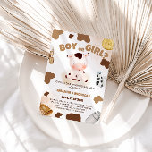 Invitation Garçon ou fille Sexe Révéler Vache Boho Rustique