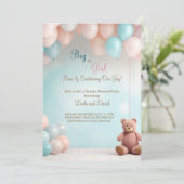Invitation Garçon ou fille Teddy Ours Genre Reveillez Invitat (Debout devant)