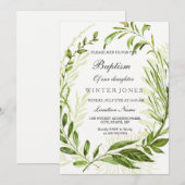 Invitation Garçon ou fille Wreath Baptême Christening invitat (Devant / Derrière)