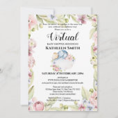 Invitation Garçon Ours Élégant Flore Verdure Douche virtuelle (Devant)