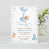 Invitation Garçon Ours Nous Pouvons Attendre Baby shower Invi (Debout devant)