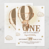 Invitation Garçon Ourson 1er Anniversaire (Devant / Derrière)