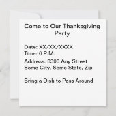 Invitation Garçon pèlerin vintage priant sur Citrouille (Dos)