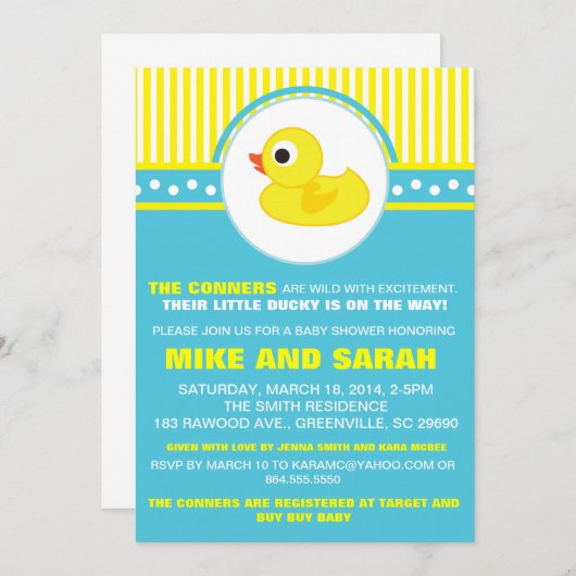 Invitation Garçon peu d'invitation mignonne en caoutchouc de (Devant / Derrière)