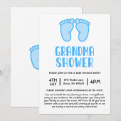 Invitation Garçon pieds première fois grand-mère Baby shower (Devant / Derrière)