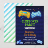 Invitation garçon pour soirée pyjama jeu (Devant / Derrière)