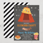 Invitation garçon pour soirée pyjama sous tipi (Devant / Derrière)