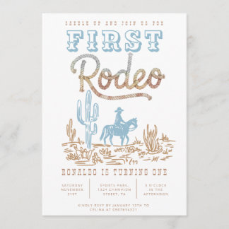 Invitation Garçon pour son premier rodéo d'anniversaire Mon P