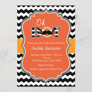Invitation garçon pour une baby shower chevron Hal