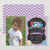 Invitation Garçon pourpre d'éclaboussure de Splish (Devant / Derrière)