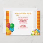 Invitation Garçon premier anniversaire 1er train Zoo Animaux (Dos)