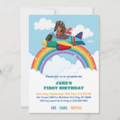 Invitation Garçon Premier Anniversaire Chien Pilote Avion Nua (Devant)