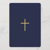 Invitation Garçon Première Communion Bleu Or Cadre Floral Élé (Dos)