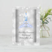 Invitation Garçon Première Sainte Communion Argent Bleu Garço (Debout devant)