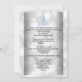 Invitation Garçon Première Sainte Communion Argent Bleu Garço (Dos)