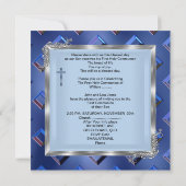 Invitation Garçon Première Sainte Communion Argent Royal Blue (Dos)