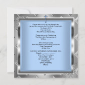 Invitation Garçon Première Sainte Communion Argent Royal Blue (Dos)