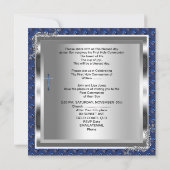 Invitation Garçon Première Sainte Communion Argent Royal Blue (Dos)