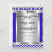 Invitation Garçon Première Sainte Communion Argent Royal Blue (Dos)