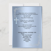 Invitation Garçon Première Sainte Communion Bleu Argent (Dos)