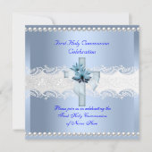 Invitation Garçon Première Sainte Communion Dentelle Blanche (Devant)