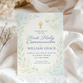 Invitation Garçon Première Sainte Communion Dove & Chalice In