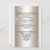 Invitation Garçon Première Sainte Communion Sepia Bleu (Dos)