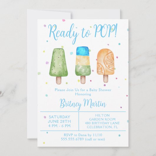 Invitation Garçon prêt à faire la pop Baby shower d'été (Devant)