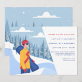 Invitation Garçon qui fait du snowboard (Devant / Derrière)
