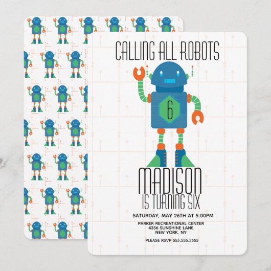 Invitation Garçon Robot Bolt Fête d'anniversaire (Devant / Derrière)