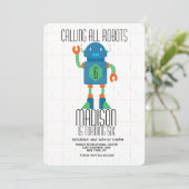 Invitation Garçon Robot Bolt Fête d'anniversaire (Debout devant)