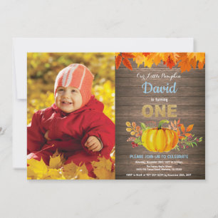 Invitation Garçon Rustique Citrouille Automne Premier Anniver