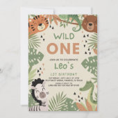Invitation Garçon Safari Rustique Verdure Wild One 1er Annive (Devant)