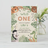 Invitation Garçon Safari Rustique Verdure Wild One 1er Annive (Debout devant)