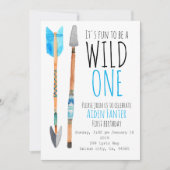 Invitation Garçon sauvage une flèche tribale premier annivers (Devant)