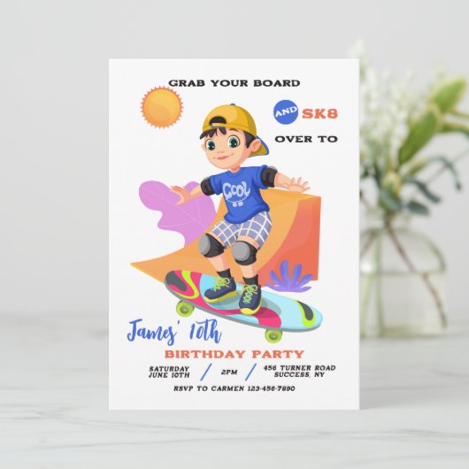 Invitation Garçon Skatepark (Debout devant)