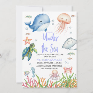Invitation Garçon sous la mer Animaux océaniques Baby Shower